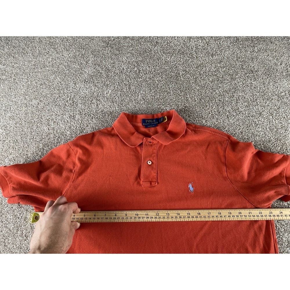 Polo Ralph Lauren Classic Fit Solid Light Red Polo Mens L Blue Pony Preppy Work - Picture 5 of 8